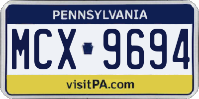 PA license plate MCX9694