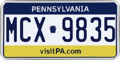 PA license plate MCX9835