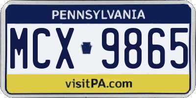 PA license plate MCX9865
