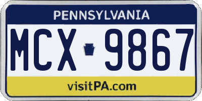 PA license plate MCX9867