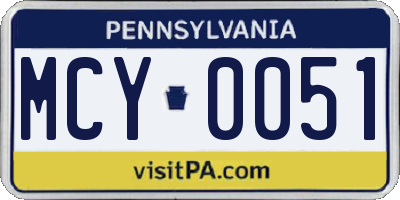 PA license plate MCY0051