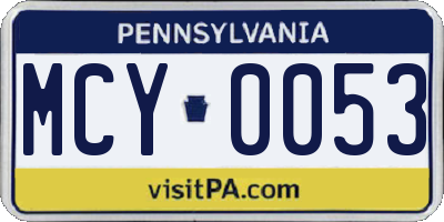 PA license plate MCY0053