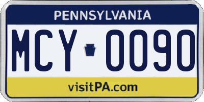 PA license plate MCY0090