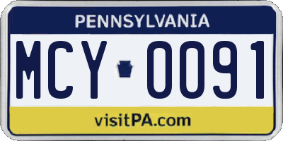 PA license plate MCY0091