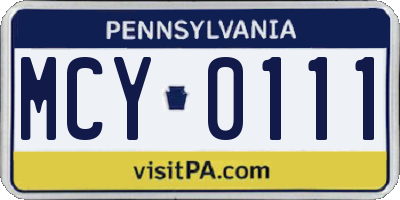 PA license plate MCY0111
