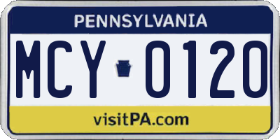 PA license plate MCY0120