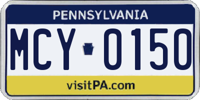 PA license plate MCY0150