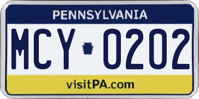 PA license plate MCY0202