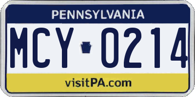 PA license plate MCY0214