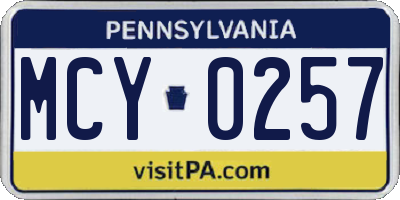 PA license plate MCY0257