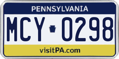 PA license plate MCY0298