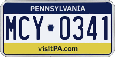 PA license plate MCY0341