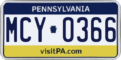 PA license plate MCY0366
