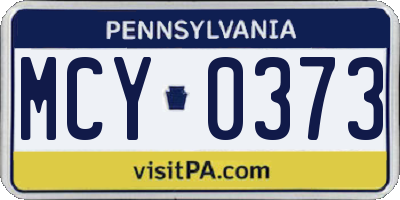 PA license plate MCY0373