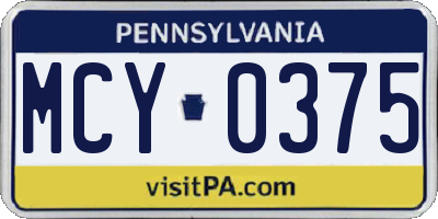 PA license plate MCY0375