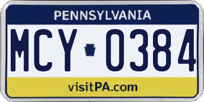 PA license plate MCY0384