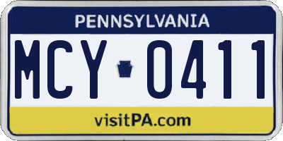 PA license plate MCY0411