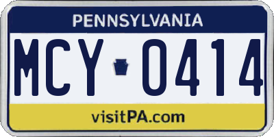 PA license plate MCY0414