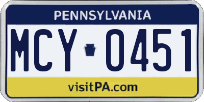 PA license plate MCY0451