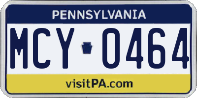 PA license plate MCY0464