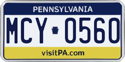 PA license plate MCY0560