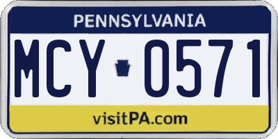 PA license plate MCY0571