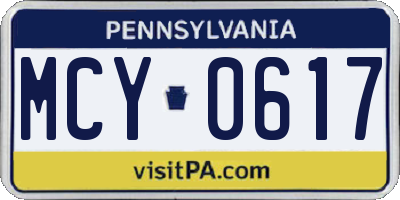PA license plate MCY0617