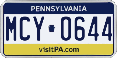 PA license plate MCY0644