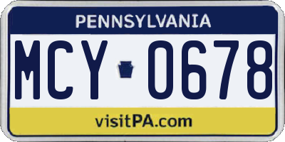 PA license plate MCY0678