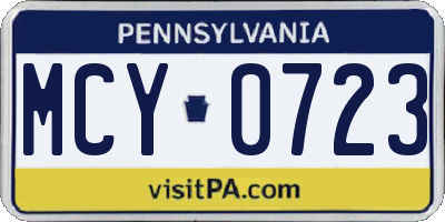 PA license plate MCY0723