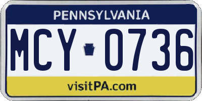 PA license plate MCY0736