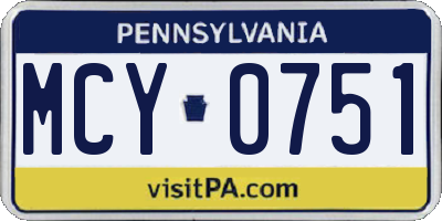 PA license plate MCY0751