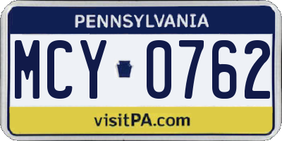 PA license plate MCY0762