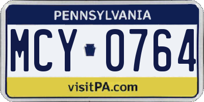 PA license plate MCY0764