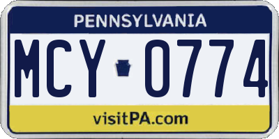 PA license plate MCY0774