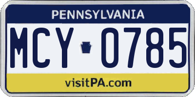 PA license plate MCY0785