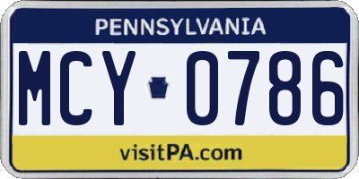 PA license plate MCY0786