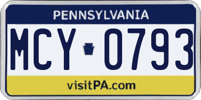 PA license plate MCY0793