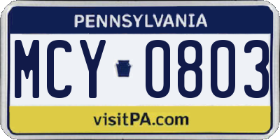 PA license plate MCY0803