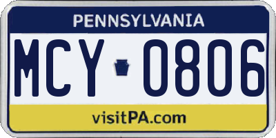 PA license plate MCY0806