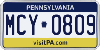 PA license plate MCY0809