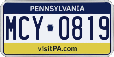 PA license plate MCY0819