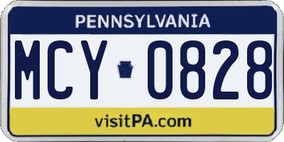 PA license plate MCY0828