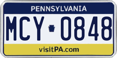 PA license plate MCY0848