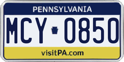 PA license plate MCY0850