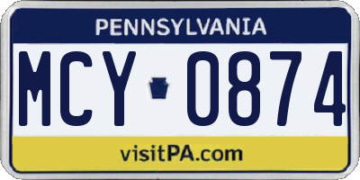 PA license plate MCY0874