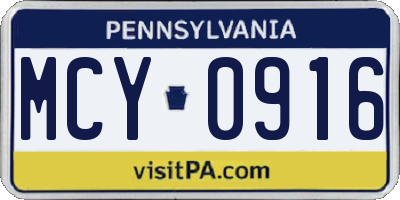 PA license plate MCY0916