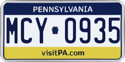 PA license plate MCY0935