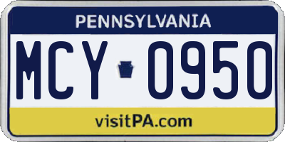 PA license plate MCY0950