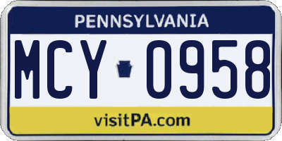 PA license plate MCY0958
